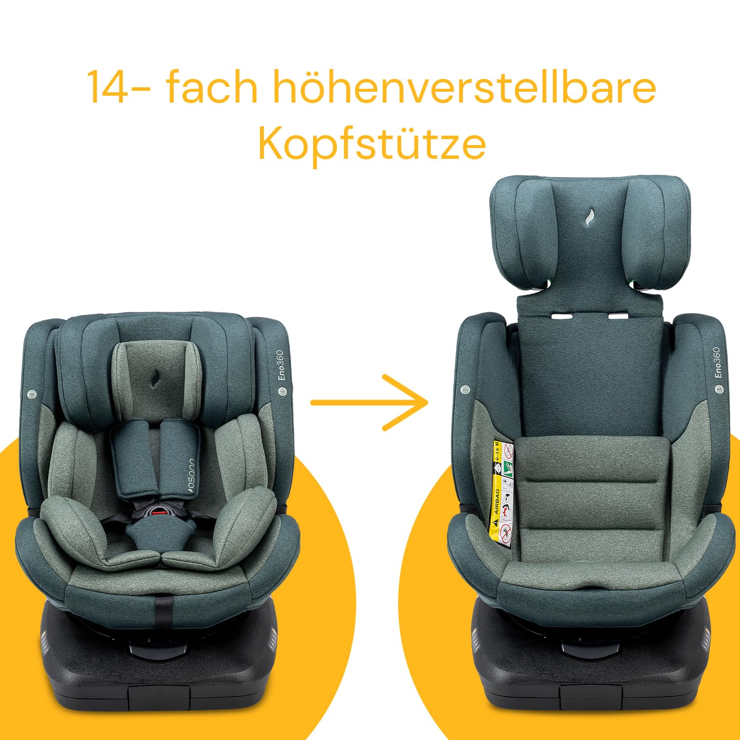 Osann Eno360 i-Size, drehbarer Kindersitz 40-150 cm, Reboarder mit Isofix, Baby Autositz �C Dark Grey Melange
