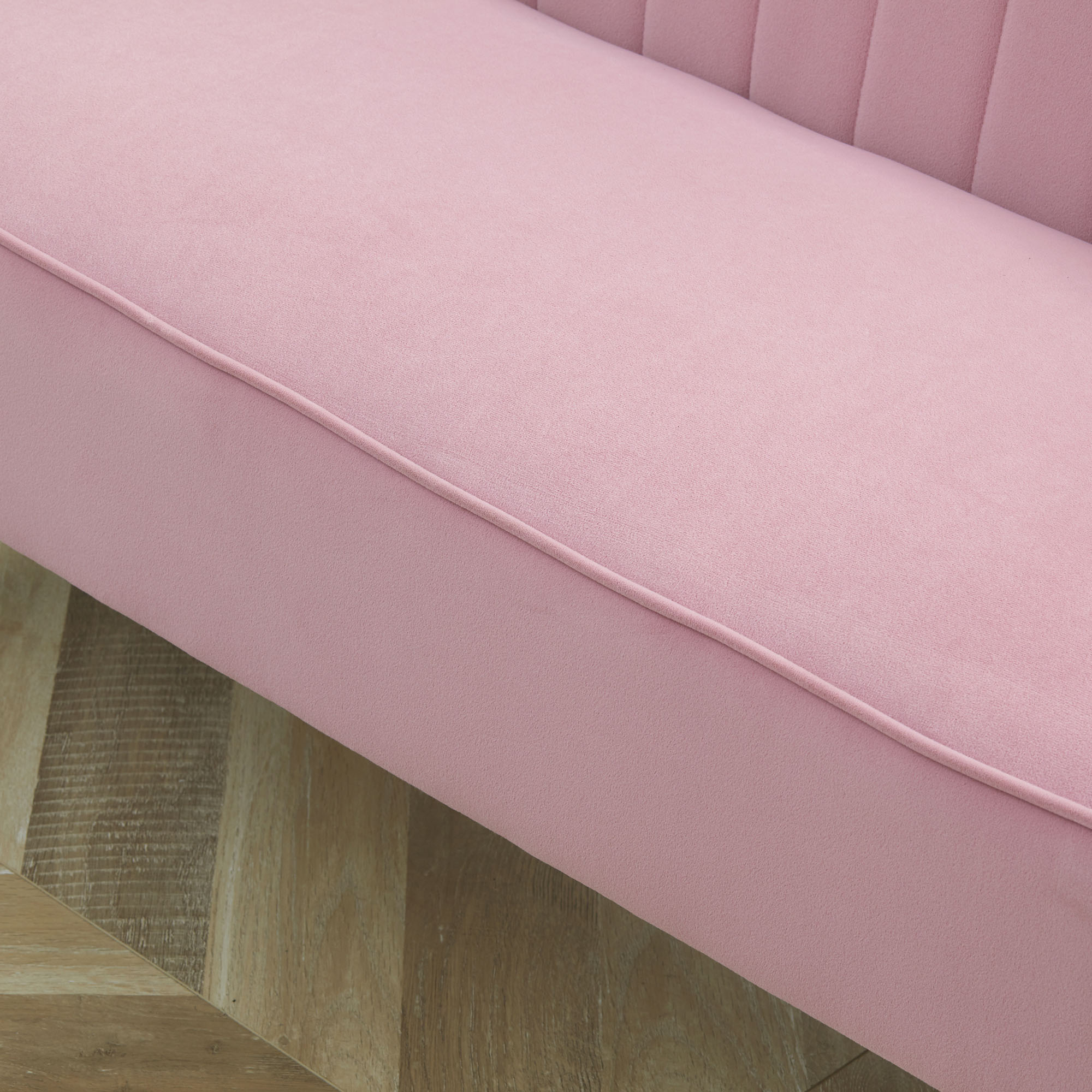 HOMCOM Sofa Retrodesign 2-zitsbank, houten poten, 117 cm x 56,5 cm x 77 cm, Roze