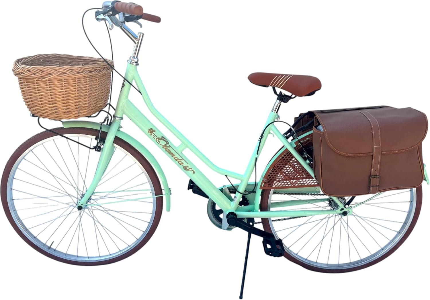 Bicicletta Donna da Passeggio Olanda Misura 26 Bici da città Vintage retrò con Cestino Turchese
