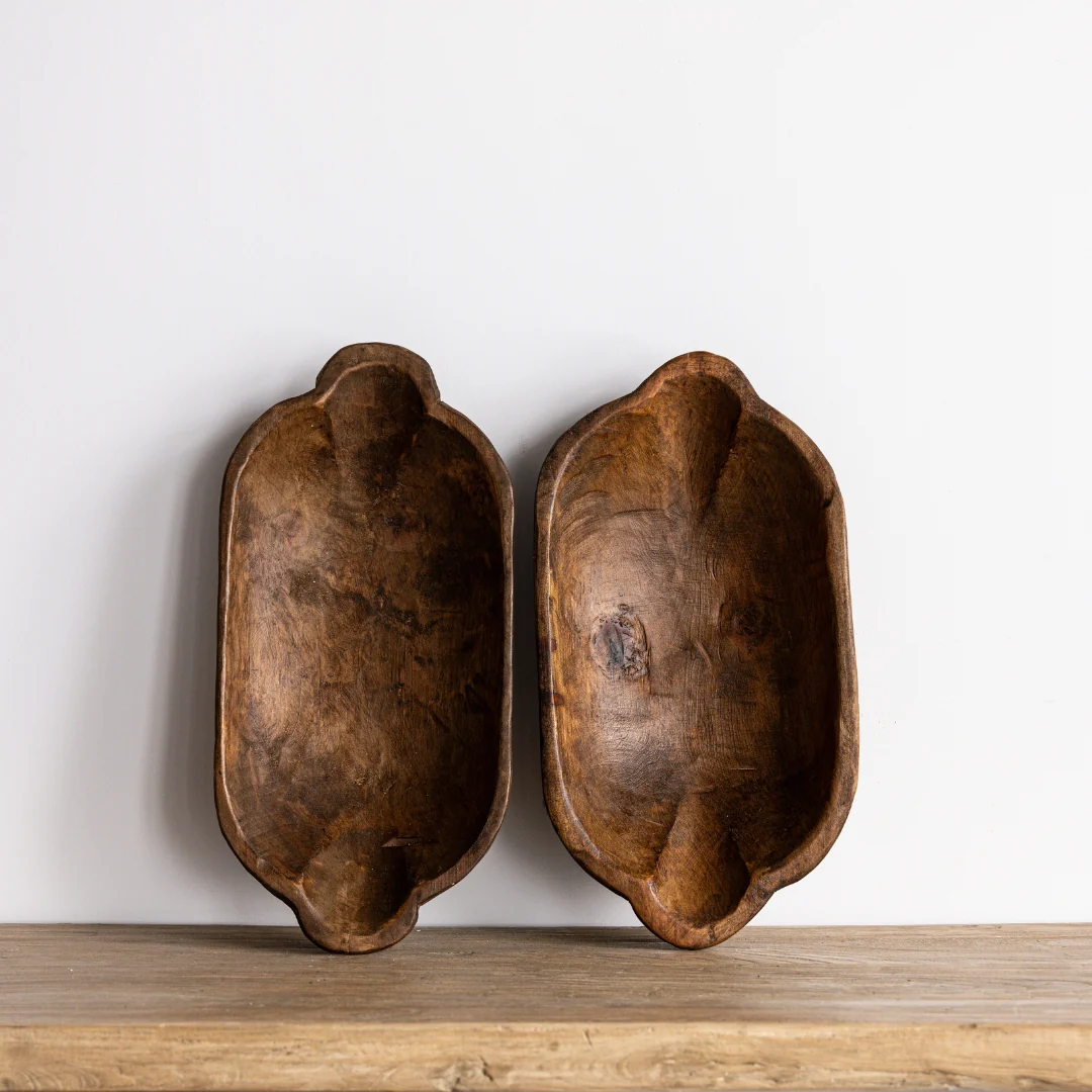 Dark Wooden Dough Bowl