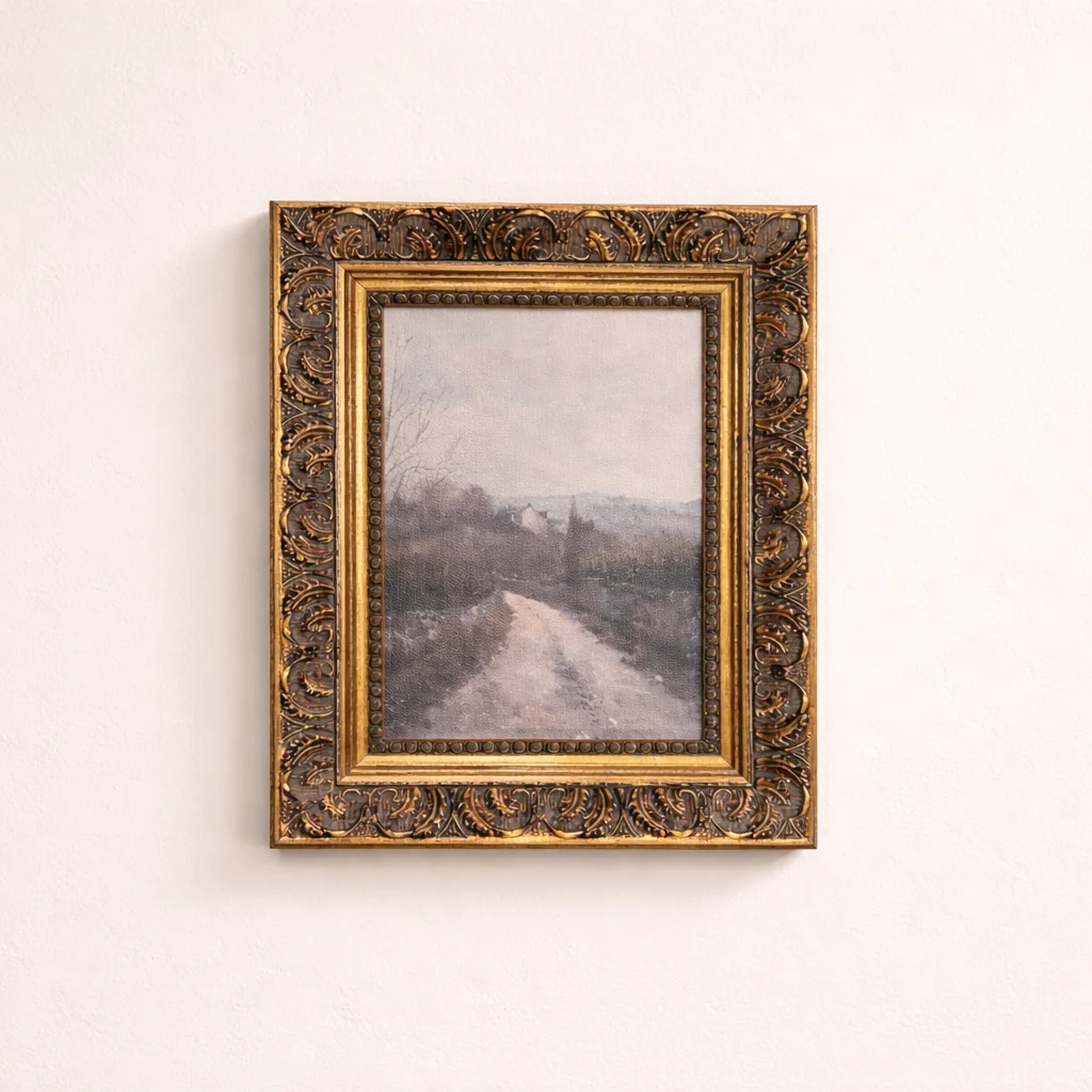 Matin Brumeux | Antique Inspired Gold Leaf Crowned Framed Art