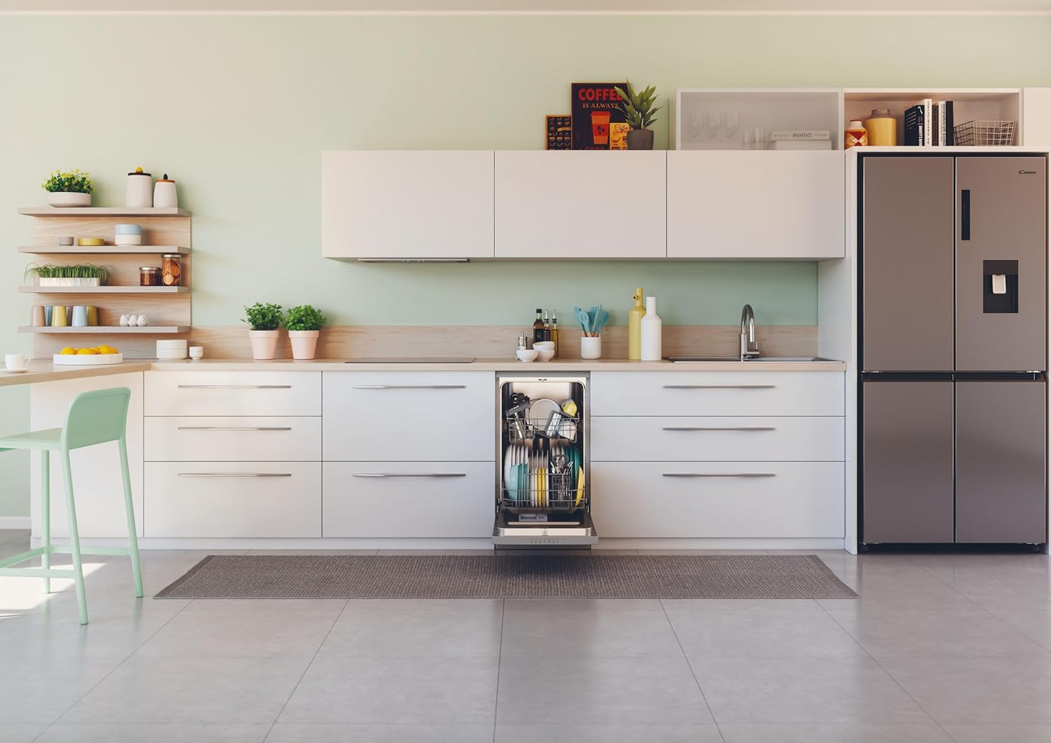 Candy Brava CDPH 2D1047S Lavastoviglie Slim a Libera Installazione, 10 Coperti, 5 Programmi, Ciclo Rapido, Classe E, AxLxP 85x45x58 cm, Argento [Classe di efficienza energetica E]