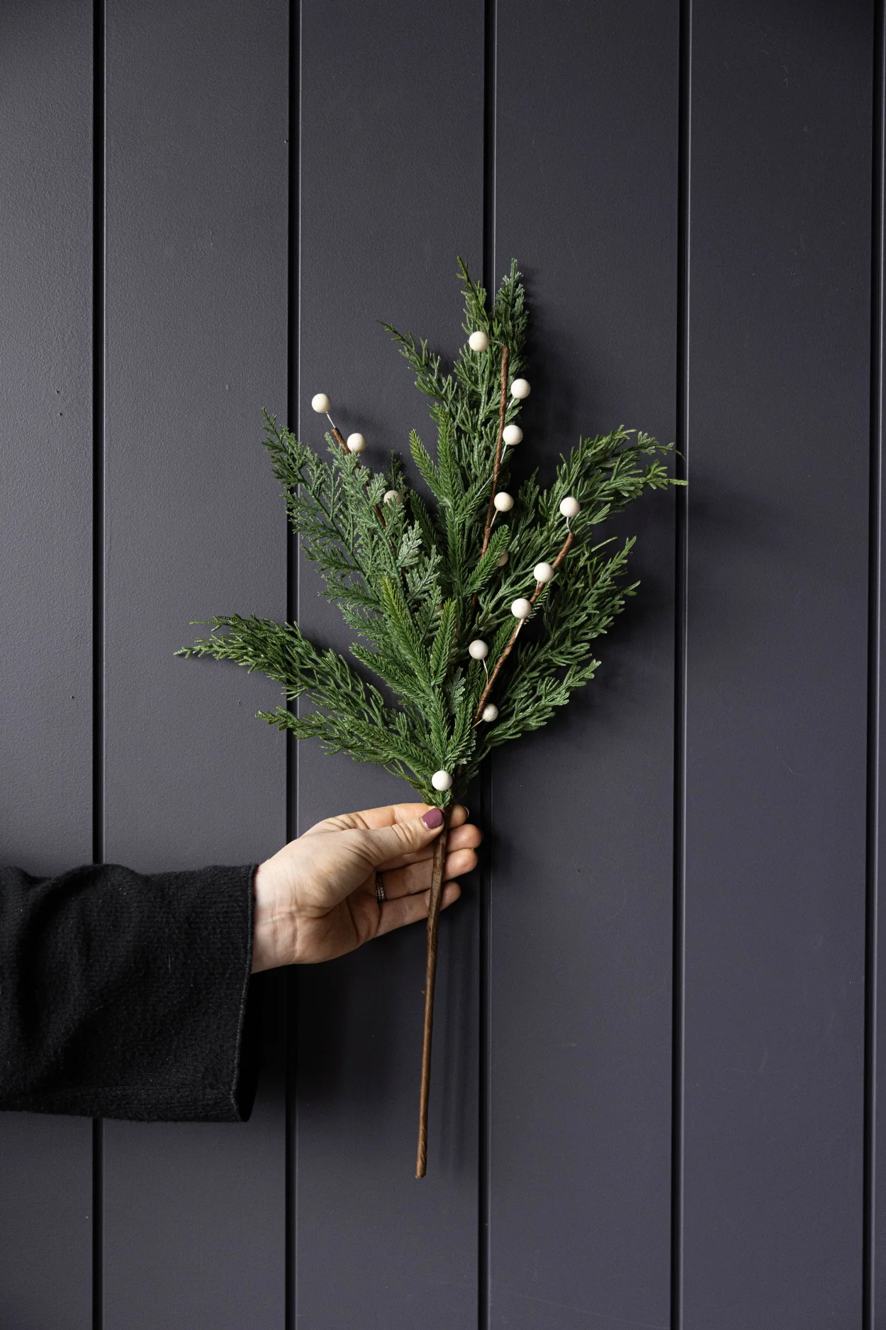White Plum Berry Norfolk Cypress Real Touch Stems