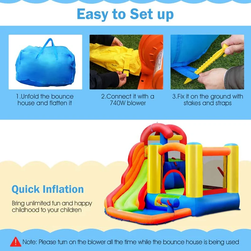 Eletriclife Kid Inflatable Bounce House Water Slide Castle with Blower