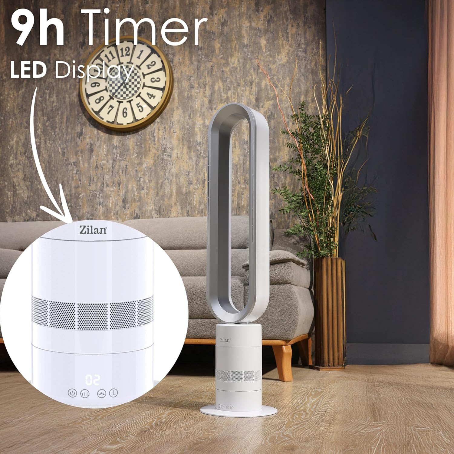 Zilan Ventilatore a torre, motore BLDC a risparmio energetico con telecomando, ventilatore a risparmio energetico, oscillante, molto silenzioso, design, ventilatore a piantana, 10 velocità, ventilatore a colonna con raffreddamento, Tower Fan