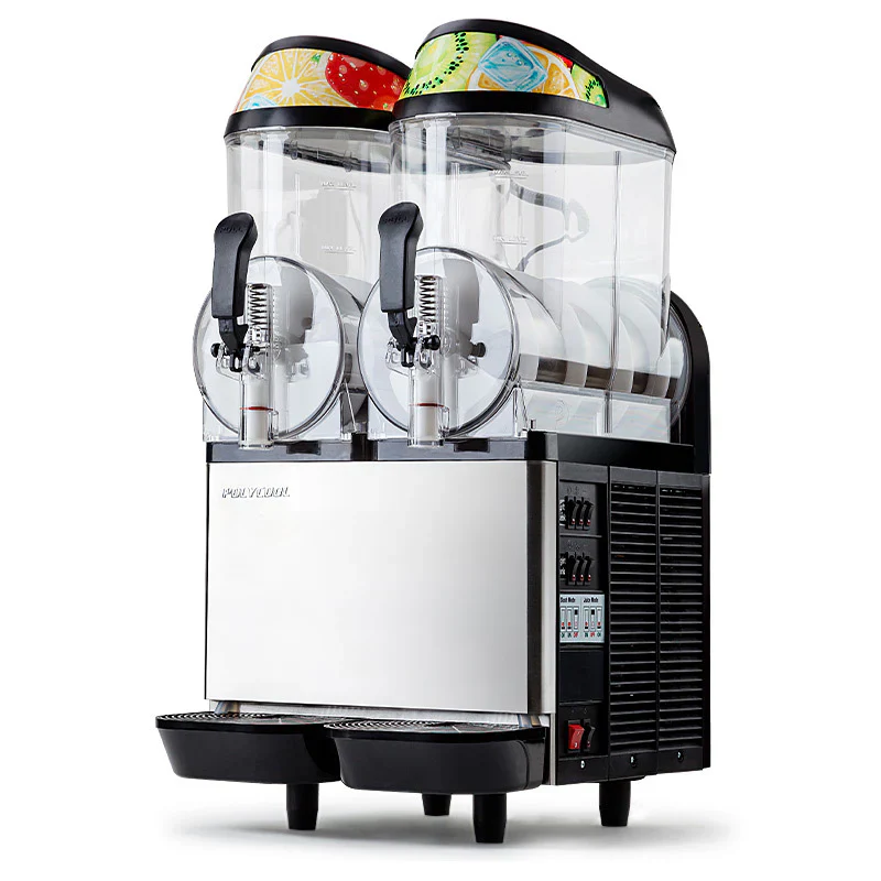 POLYCOOL 24L Duplatartályos Kereskedelmi Slush Gép, Minőségi Donper Kompresszor, Fagyasztott Slush Készítő