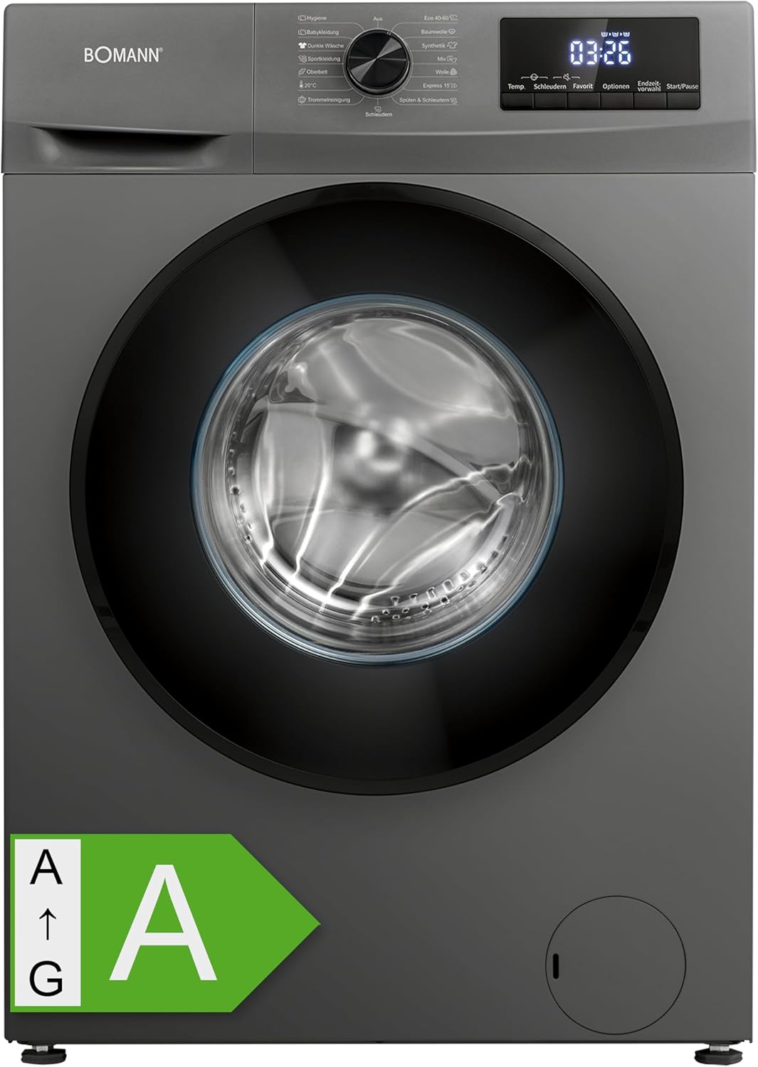 Bomann Wasmachine 7kg | maximaal 1400 tpm | 10 jaar motorgarantie | Efficinte, stille en duurzame invertermotor | 15 programma's | Eindtijd Netnummer | LED-scherm | Wasmachine | WA 7175 wit
