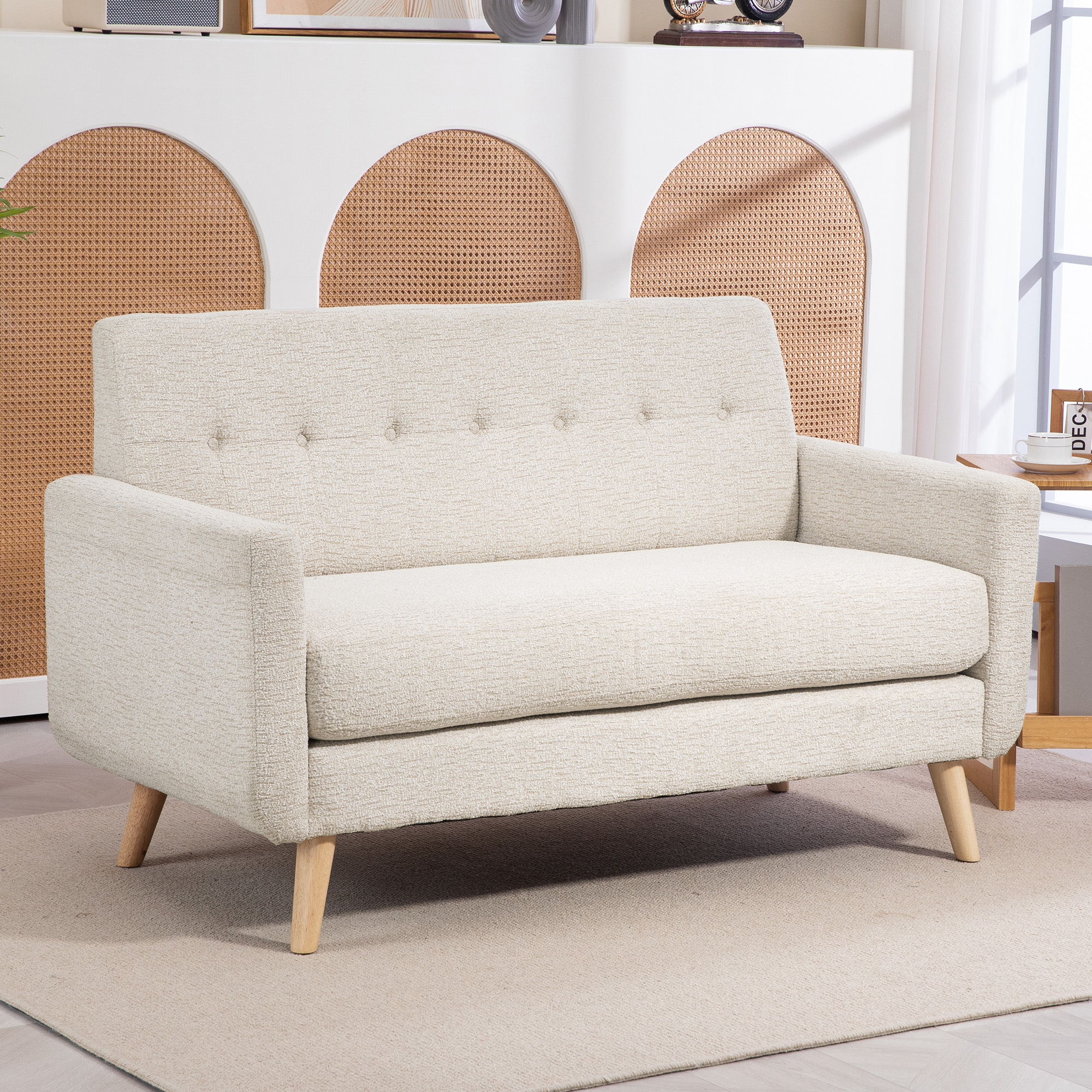 HOMCOM Tweezitsbank, comfortabel, 134x71x82 cm, Beige