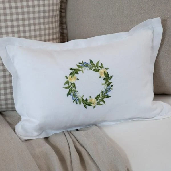Lemon Wreath Decor Pillow
