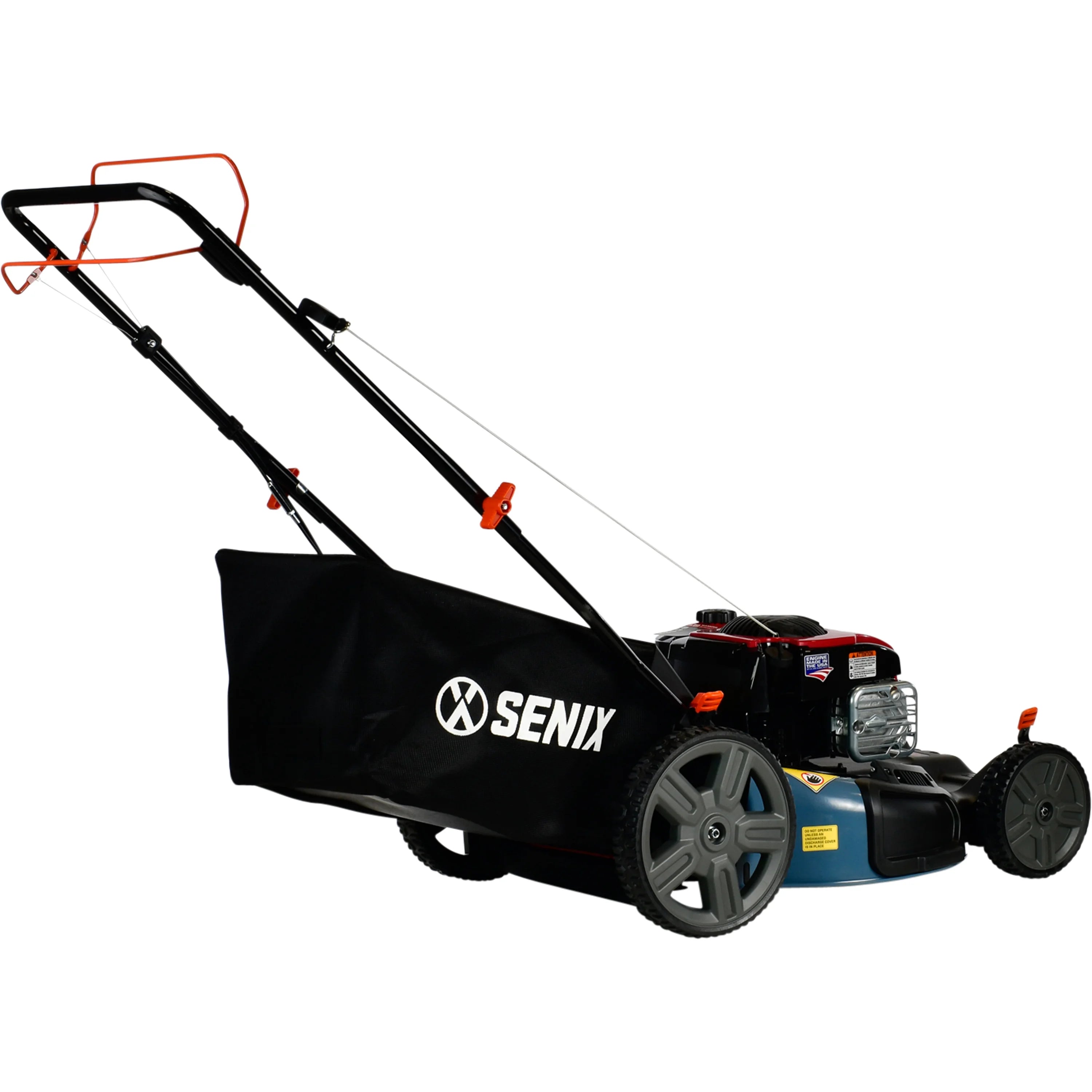 SENIX Self-Propelled Gas Lawn Mower, 21-Inch, 150 cc 4-Cycle Briggs & Stratton Engine, 3-In-1 Single Speed Lawnmower, 6-Position Height Adjustment with 11-Inch Rear Wheels, LSSG-M1, Blue