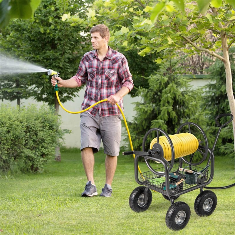 Portable Garden Hose Reel Cart Holds 300FT of 5/8