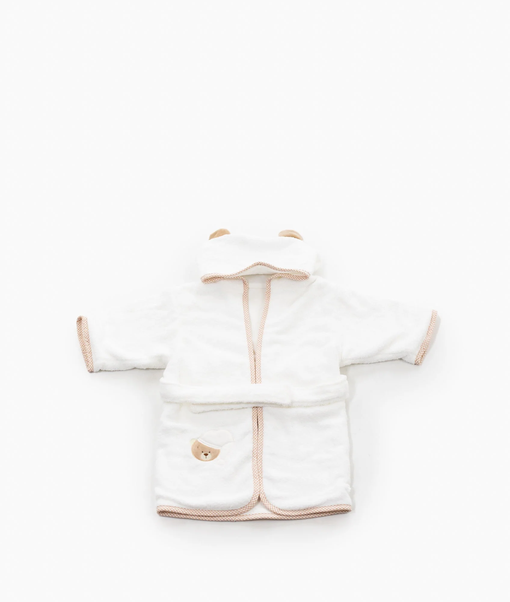 Hooded Bathrobe Towel | White & Beige