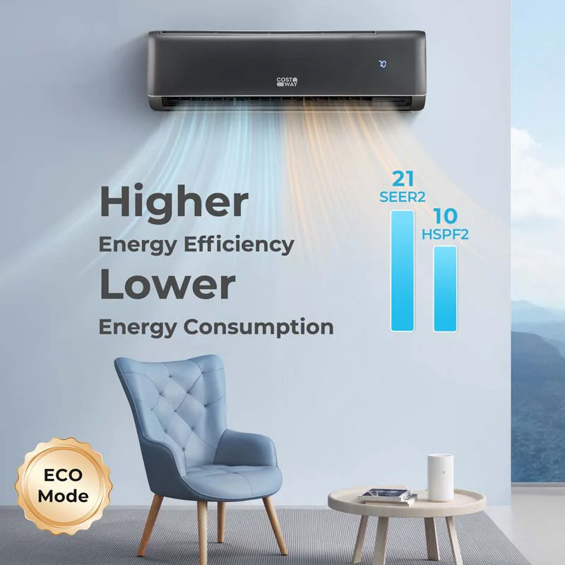 22,000 BTU Wifi Enabled Mini Split Air Conditioner and Heater, 21 SEER2 208-230V Inverter Split AC Unit with Heat Pump