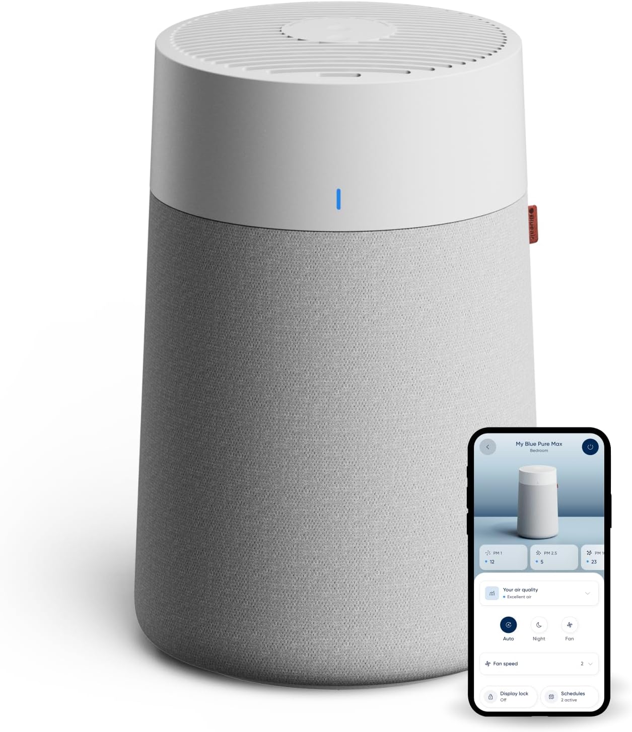 BLUEAIR Luftreiniger für Räume bis 43 m² – Smart, Leise, HEPASilent Technologie, Ideal für Zuhause, Schlafzimmer, Kinderzimmer, Gegen Staub, Allergene, Rauch, Schimmel, Tierhaare – Blue Pure 511i Max