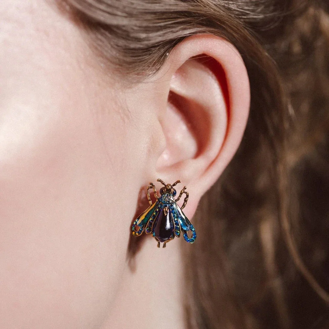 Vintage Moth Stud Earrings