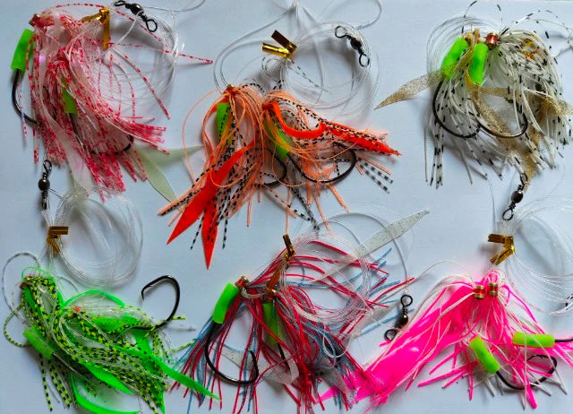 6X MasterPro Skirt Rigs Snapper Fishing Rigs in 6 Colours Size 5/0 Hooks 60lb Leader