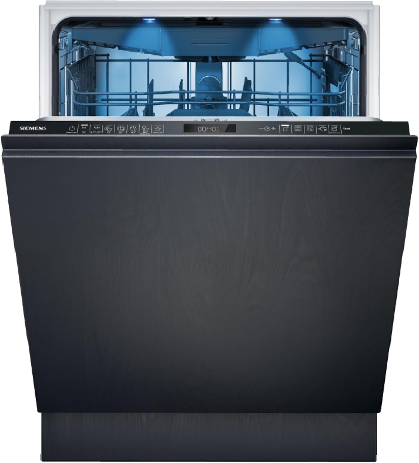 Siemens SN95EX22CE iQ500 vollintegrierter Geschirrspüler, 60 cm, Made in Germany, varioScharnier für flexible Einbausituationen, varioSpeed Plus, auto Open dry, Rackmatic, Intensivzone, leise