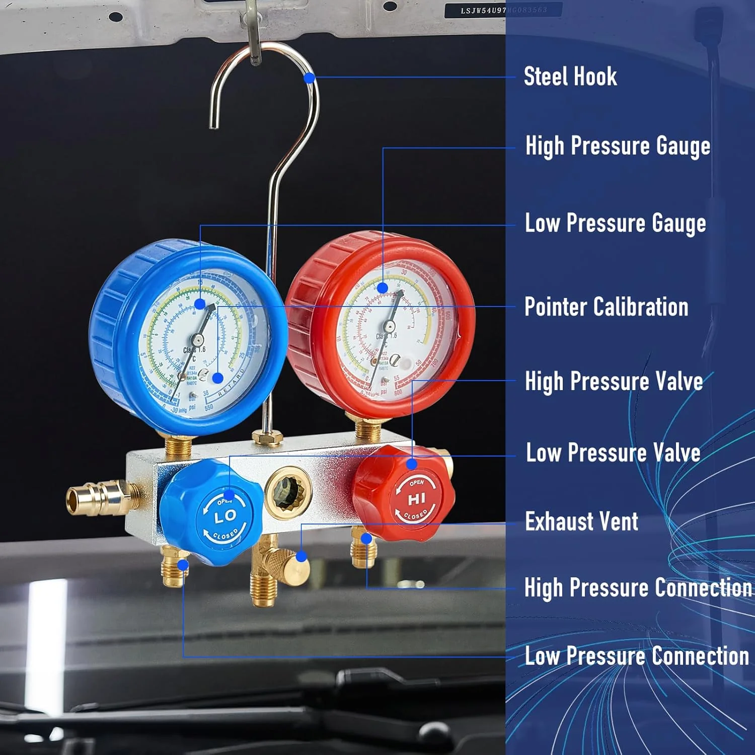 BACOENG Vakuumpumpe klimaanlage Set für HVAC/Auto AC Kältemittelaufladung, Klimaanlage Auto Befüllen Set Ideal für R134A R410A R407C R32
