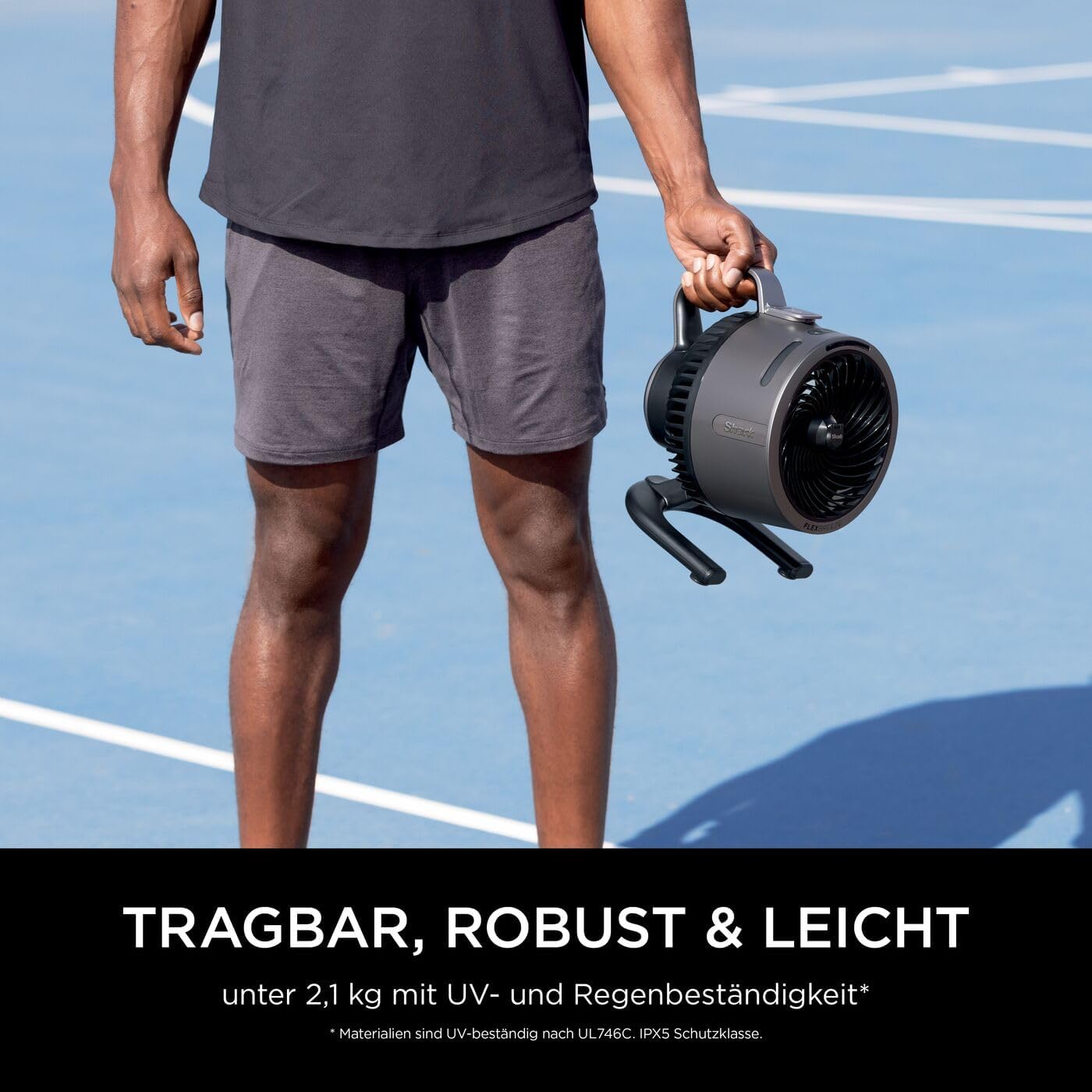 Shark FlexBreeze Ventilator Leise, Hybrid Ventilator Kabelgebunden & Kabellos, Tragbar, für Innen- und Außenbereich, UV- & Wasserbeständig, Ultraleistungsstark, Ultraleise, Weiß FA220EU