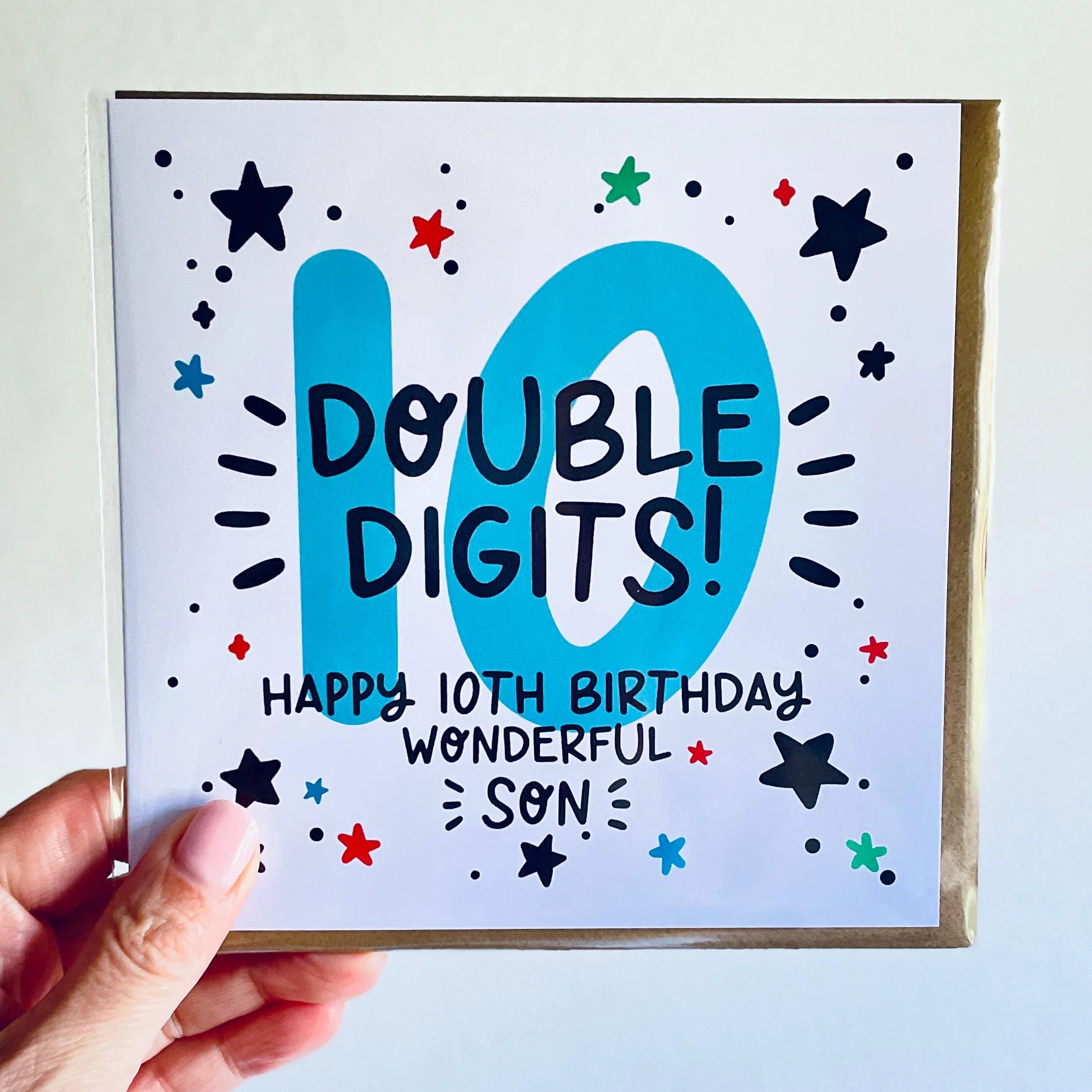 10th Birthday Card For Son with Kraft Envelope