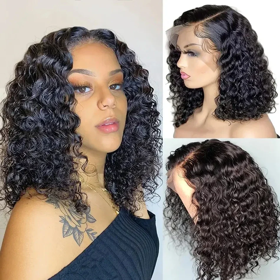220% Deep Wave Bob Lace Front Human Hair Wigs 100% Virgin Hair Natural Looking Bob Wig