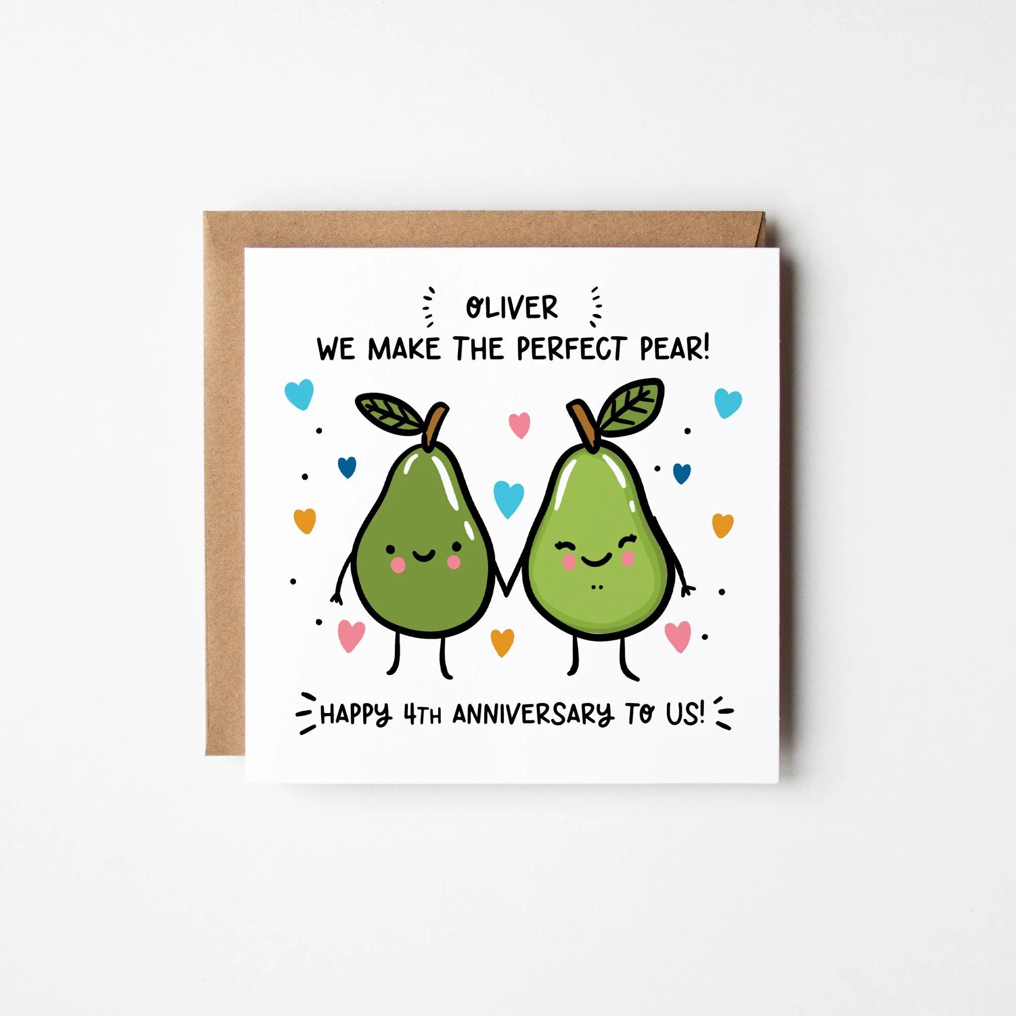 Husband 4th Anniversary Card ? Personalised Happy 4th Anniversary Card ? 4th Happy Anniversary Card For Him ? Fruit Anniversary