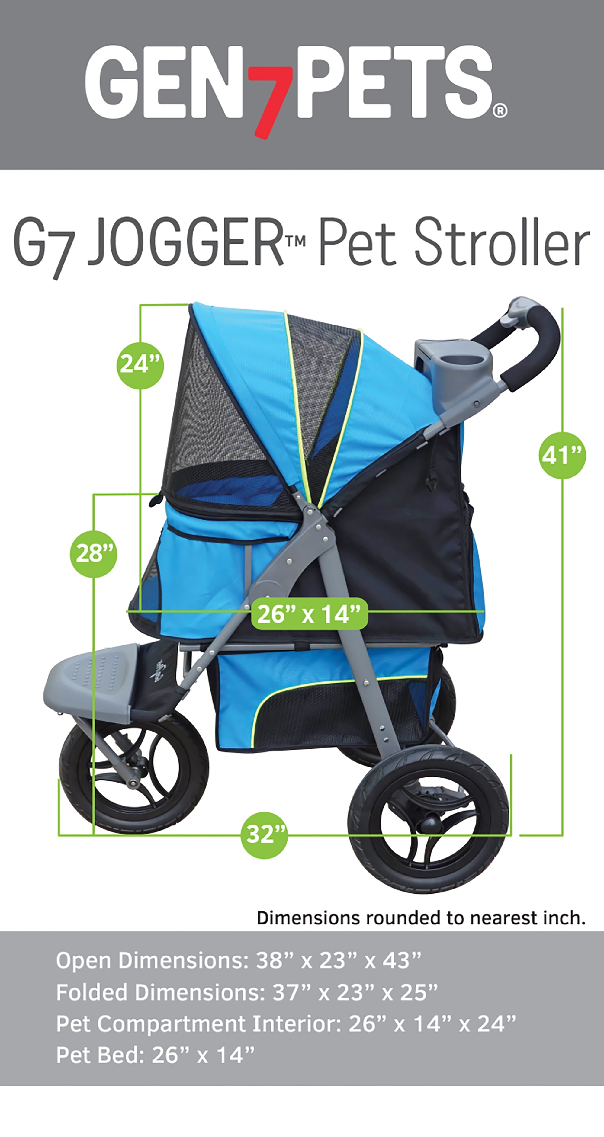 Gen7Pets Jogger Dog Stroller Trailblazer Blue 38