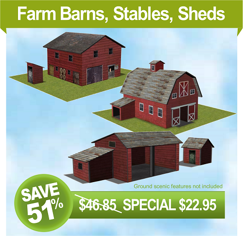 HO n OO Scale Farm Barn Railroad Buildings