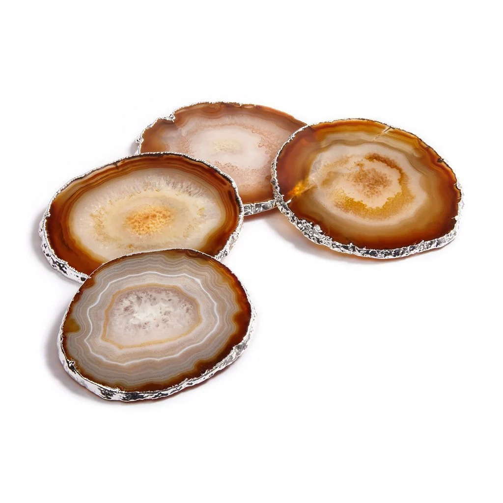 Lumino Coasters, Sand Agate - Silver