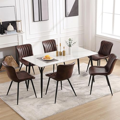 Shally Dogan Set 2 Sedie per Sala da Pranzo con Piedi in Acciaio Nero e Seduta con Rivestimento in Ecopelle Vintage, Sedia Ergonomica, Poltrona Ideale per Cameretta, Cucina, Ufficio : Amazon.it: Casa e cucina