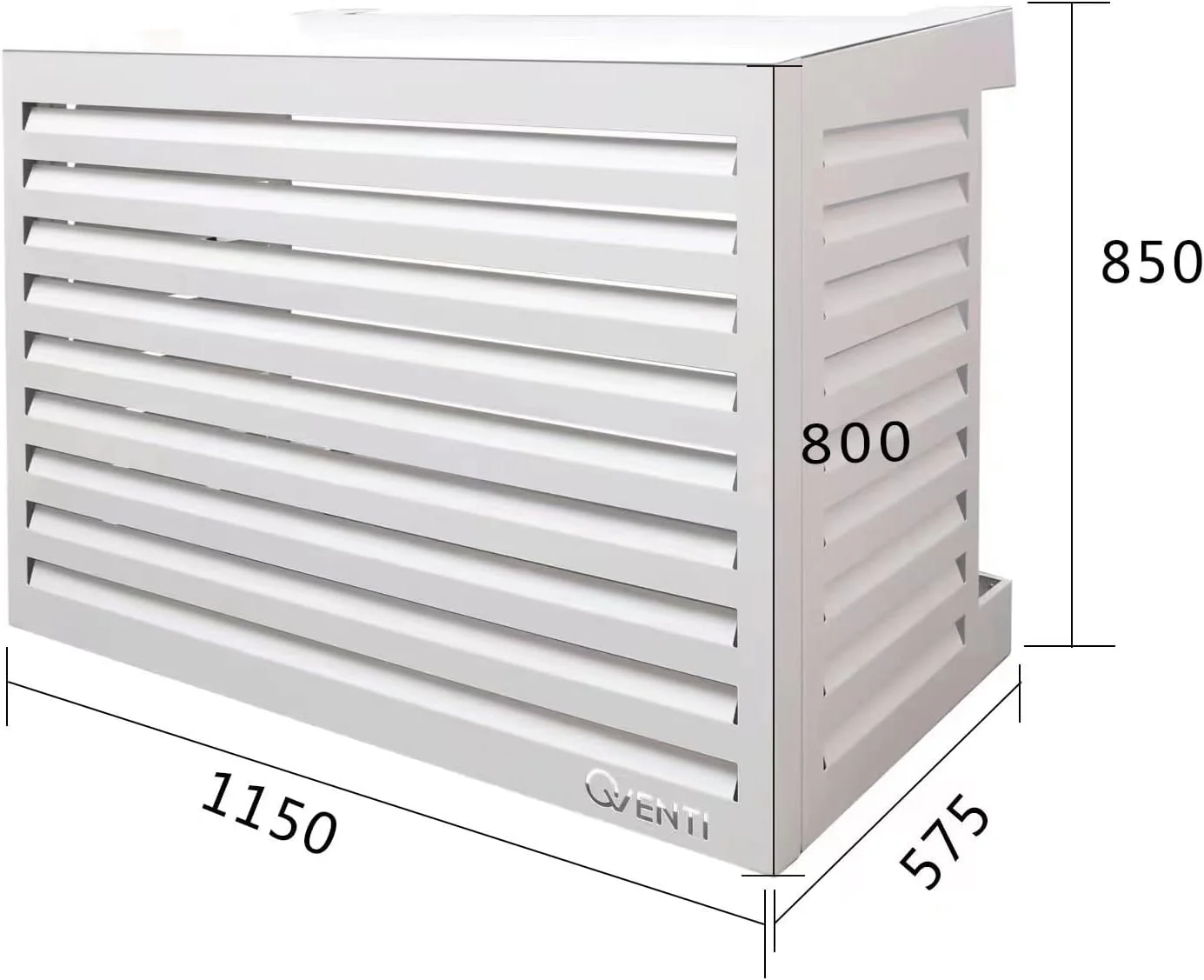 Qventi Abdeckung für Klimaanlage - Anthrazit/Grau - Aluminium - Schutzgitter - Verkleidung - Einfache Montage - Größe S - Außenmaße (LxBxH): 100 x 50 x 75 cm