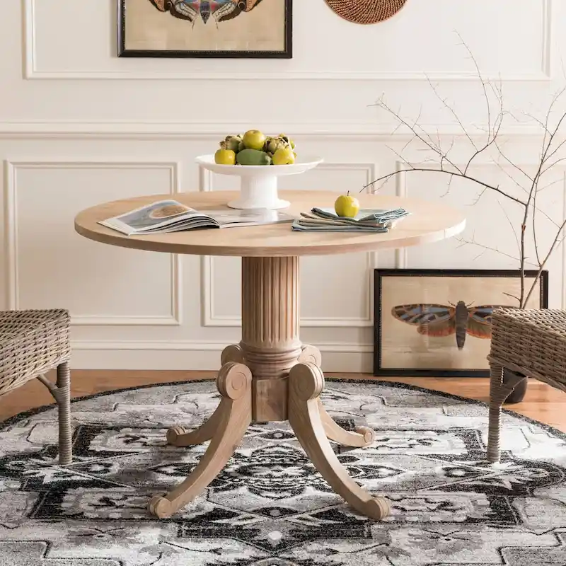 SAFAVIEH Jeane Antique White Drop Leaf Dining Table - 43 W x 43 D x 31 H - 43Wx43Dx31H