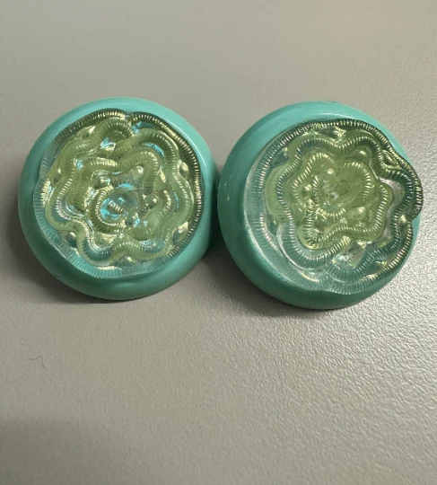 1950s Lucite Irridescent Rose Disc Earrings