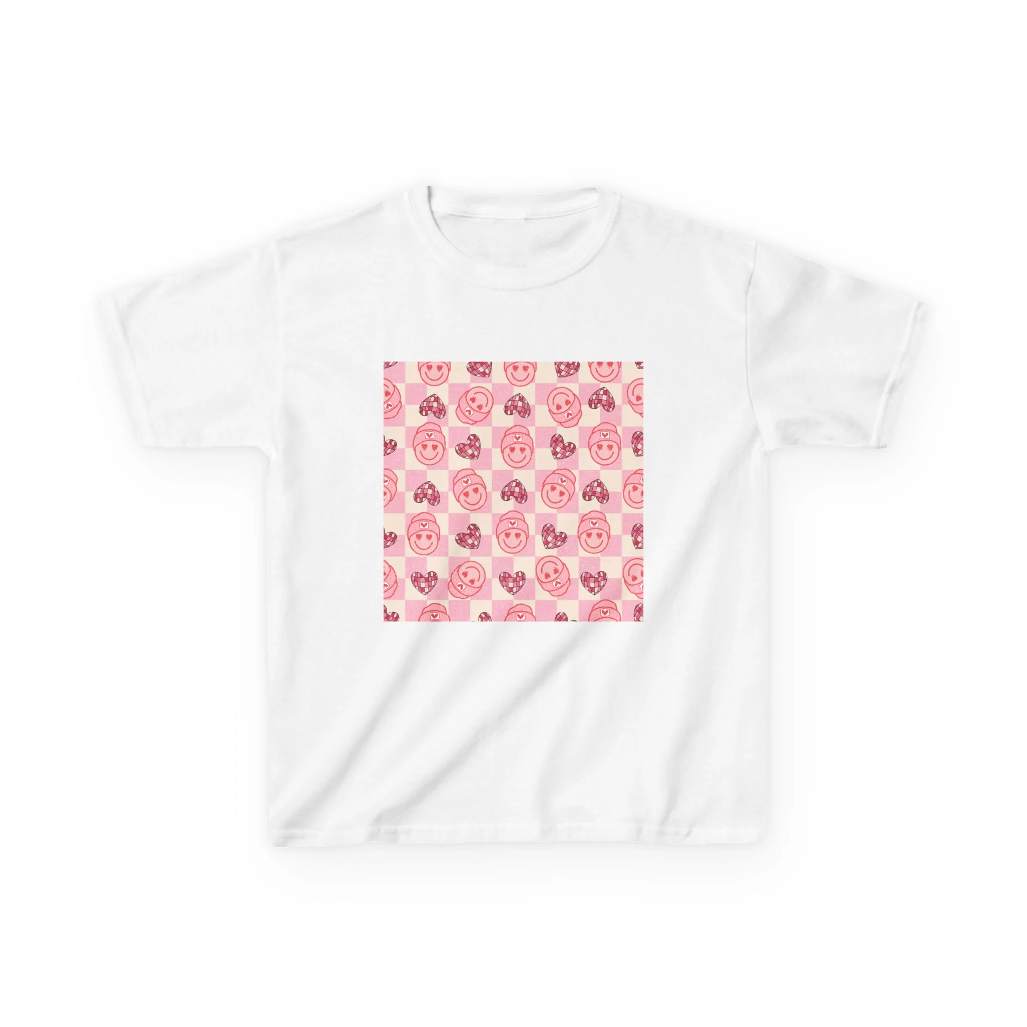 Pink Cartoon Pig Pattern Kids Tee | Cute Pig Faces, Pastel Animal Print