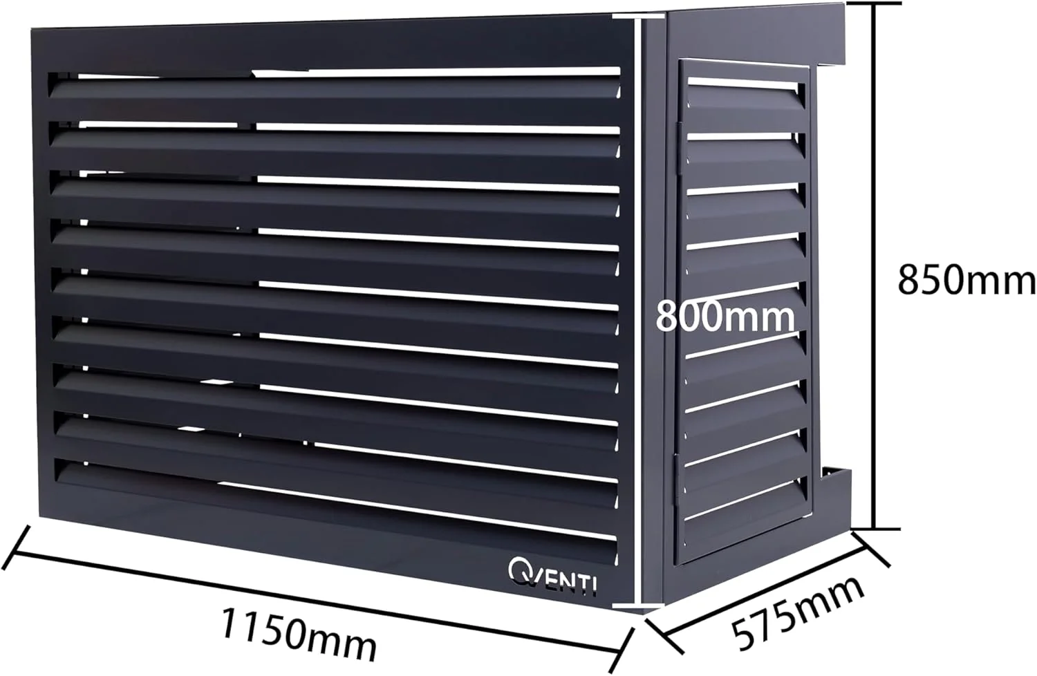 Qventi Abdeckung für Klimaanlage - Anthrazit/Grau - Aluminium - Schutzgitter - Verkleidung - Einfache Montage - Größe S - Außenmaße (LxBxH): 100 x 50 x 75 cm