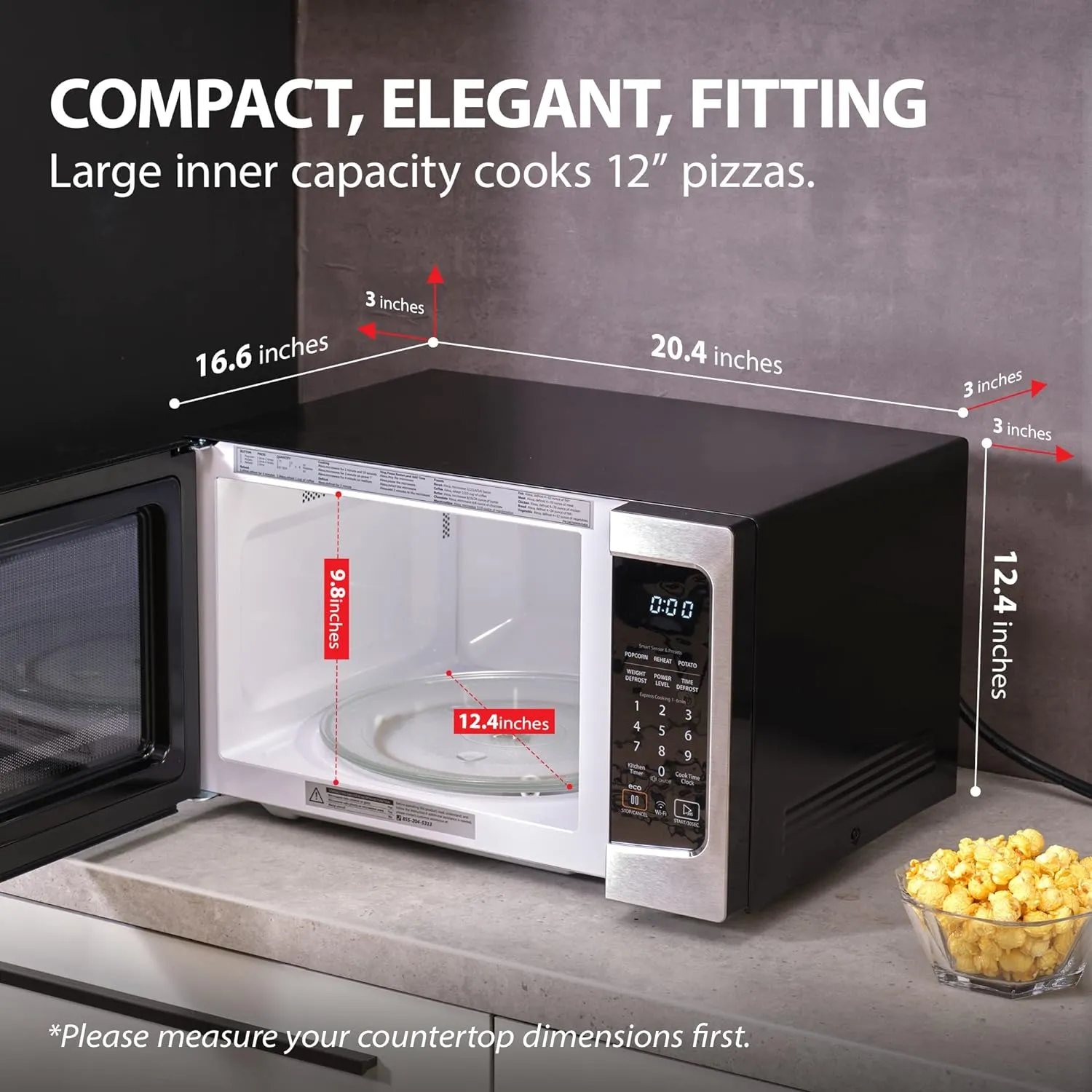 TOSHIBA 4-in-1 ML-EC42P(SS) Countertop Microwave Oven, Smart Sensor, Convection, Air Fryer Combo, Mute Function, Position Memory 13.6