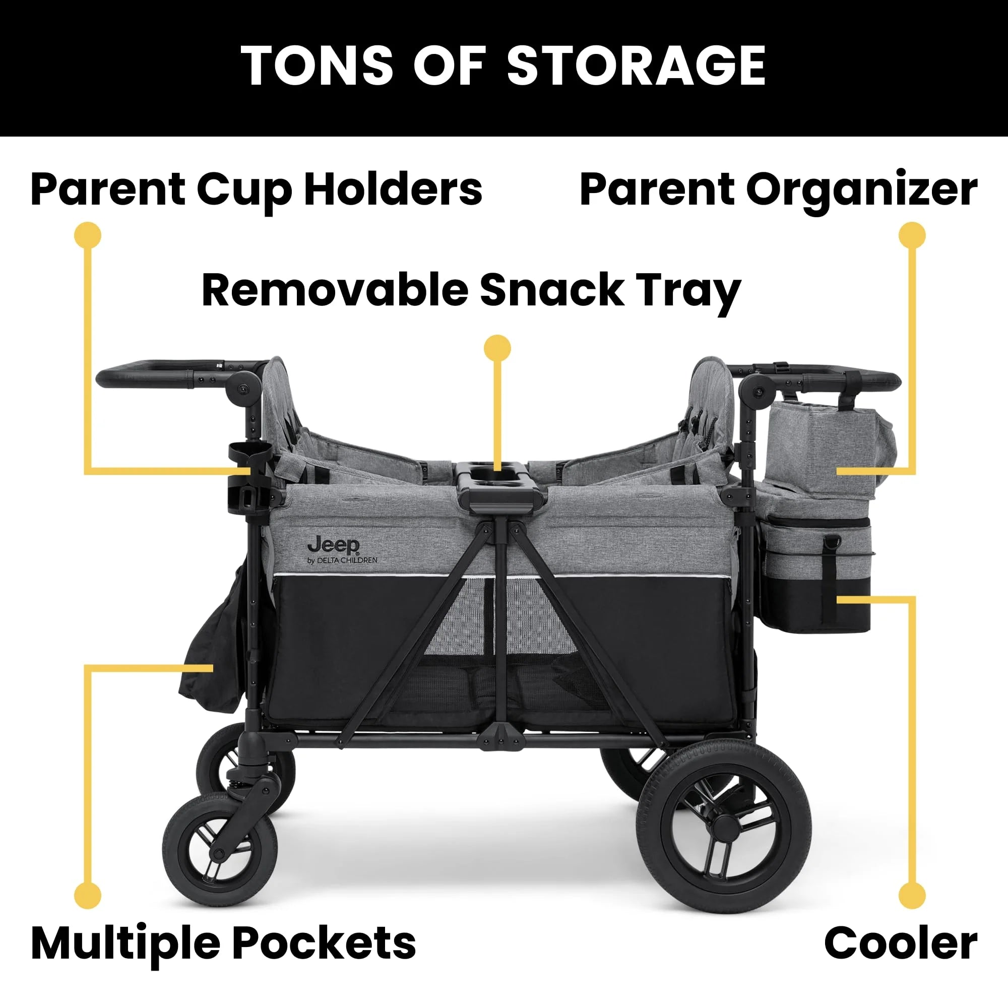 Jeep Wrangler Deluxe 4 Seater Stroller Wagon by Delta Children