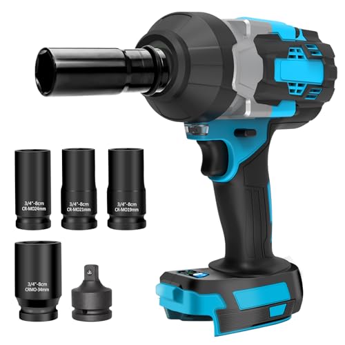 Avvitatore a percussione a batteria da 2000 Nm, compatibile con batteria al litio Makita da 18 V, 3/4 pollici, senza spazzole, alta coppia con bussole e adattatori (senza batteria) : Amazon.it: Fai da te