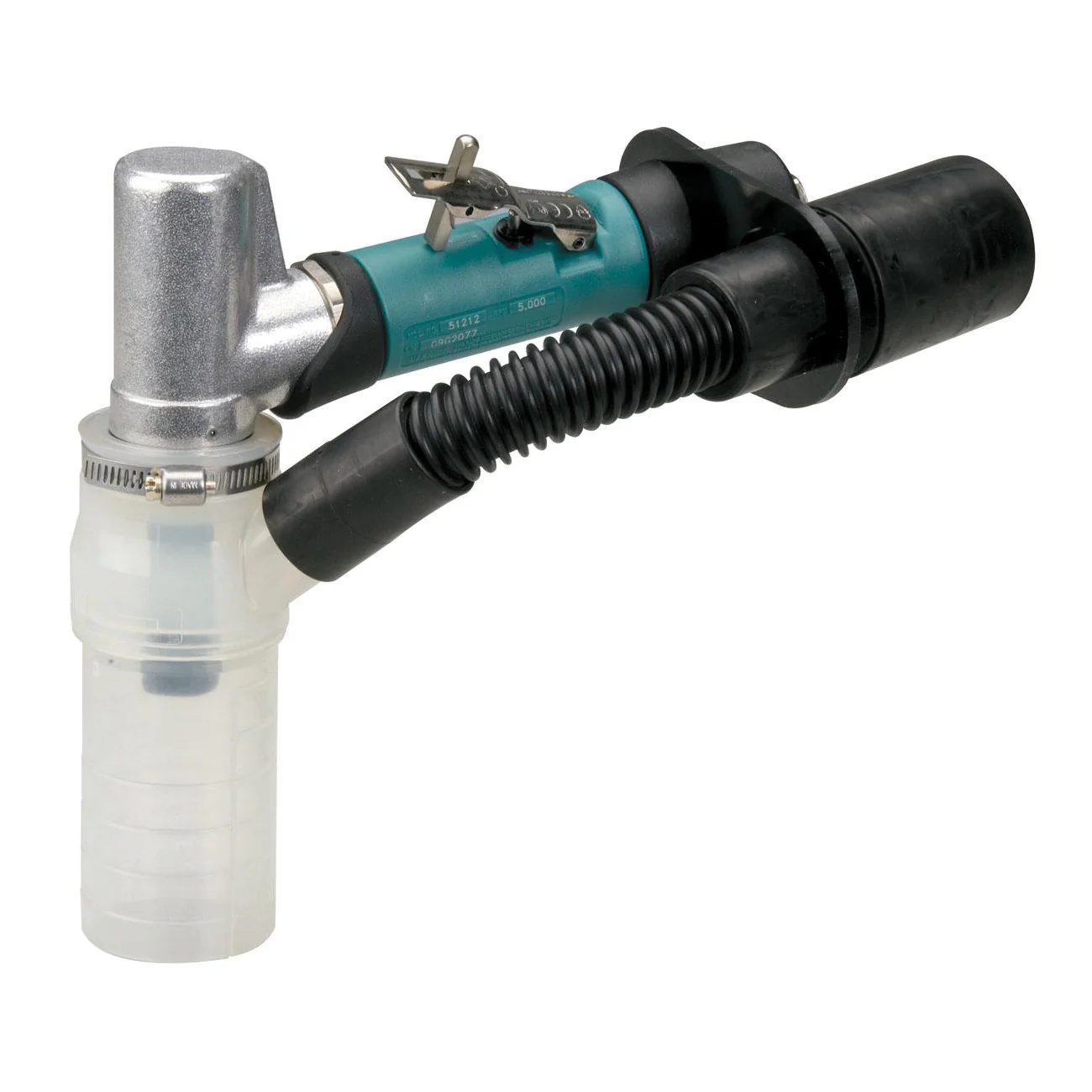 Dynabrade 56723  ~  .4 Hp 7 Degree Offset Die Grinder Central Vacuum 25000 Rpm Gearless Rear Exhaust 1/4 Inch & 6 mm Collets Extended Muffler