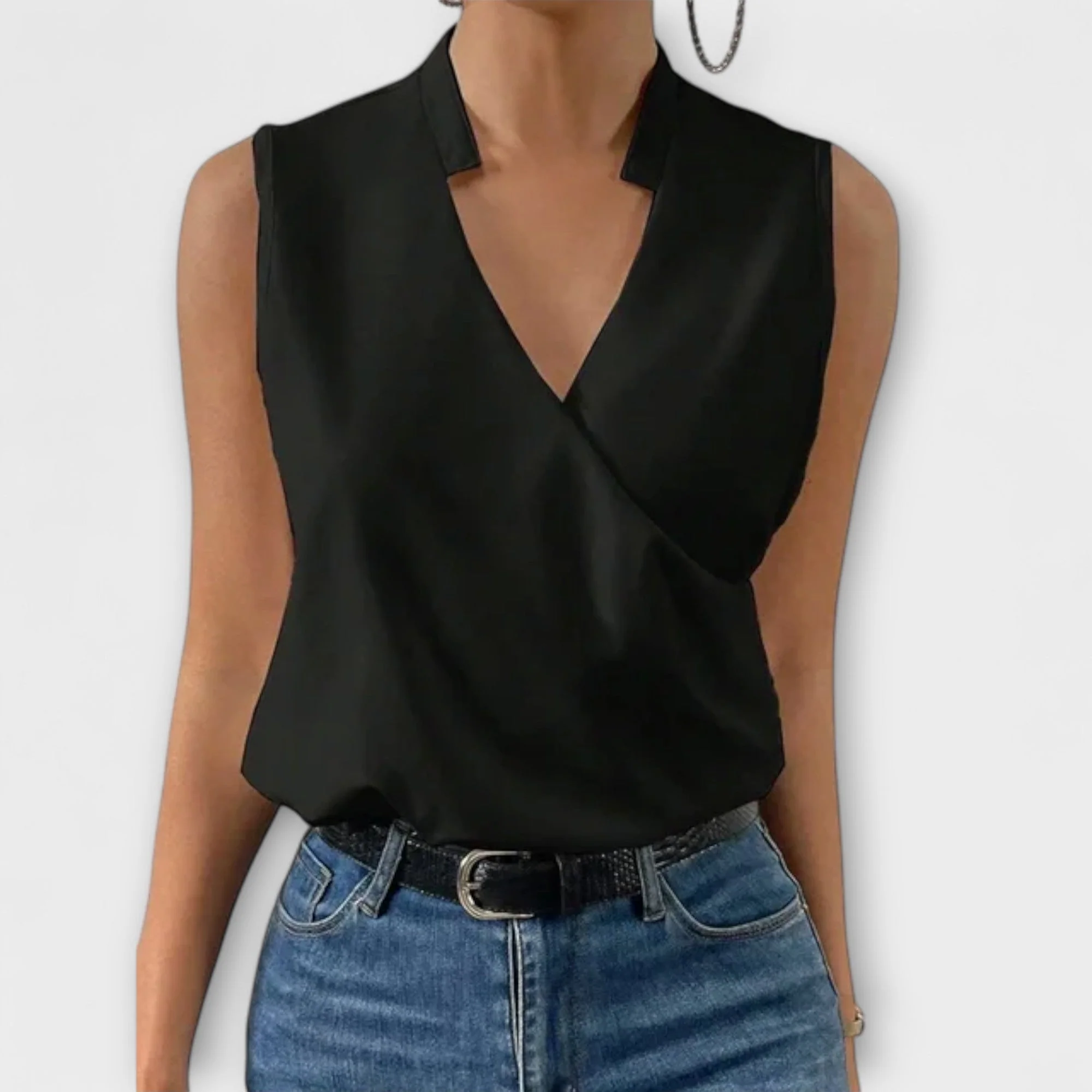 Women��s Lightweight V-Neck Top Elegant Summer Style