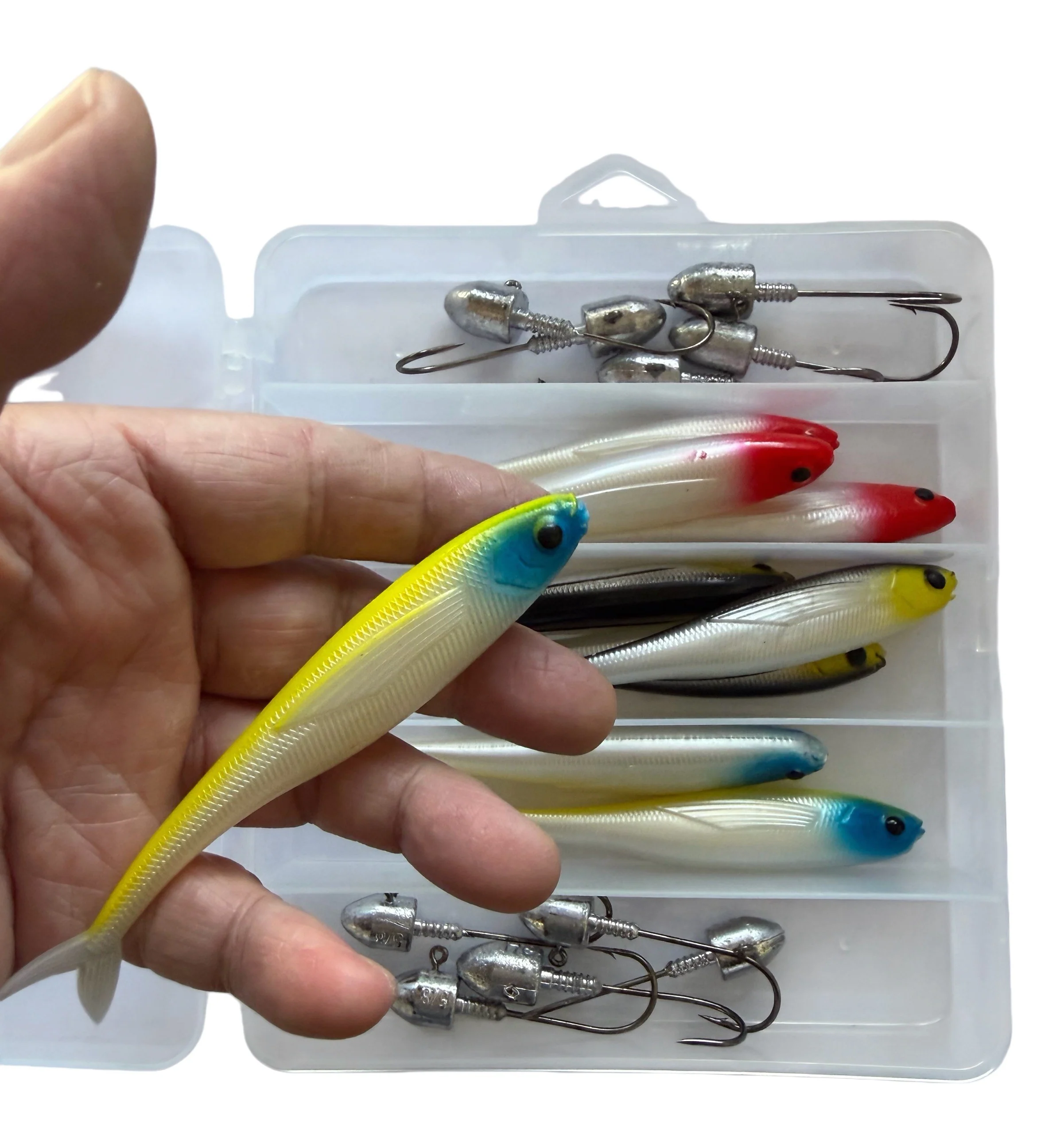 MASTERPRO Soft Plastic Lure Kit 12cm 9g �?9pcs + 10 Jig Heads + FREE Tackle Box | Australian Waters