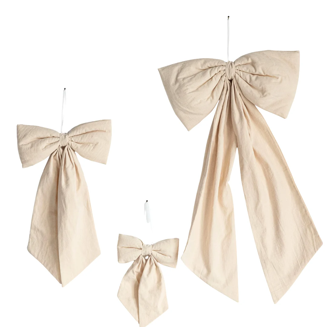 Sand Linen Cream Fabric Bows