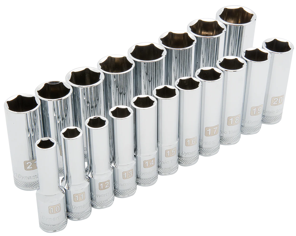Dynamic D018005  ~  1/2 Inch Drive 19 Pc 6 Point Deep Met Socket