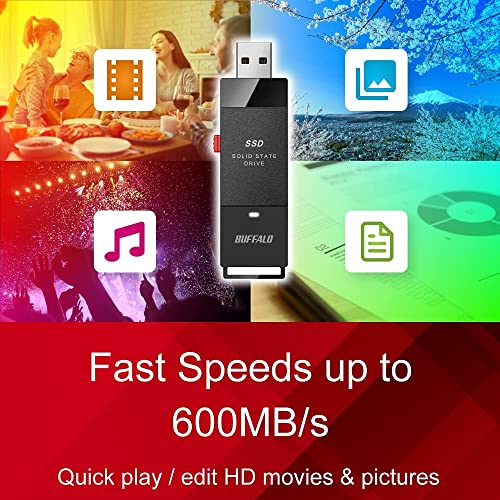 Buffalo SSD portatile da 2TB SSD Put   USB 3.2 A & C compatibile Solid State Drive Memoria esterna : Informatica