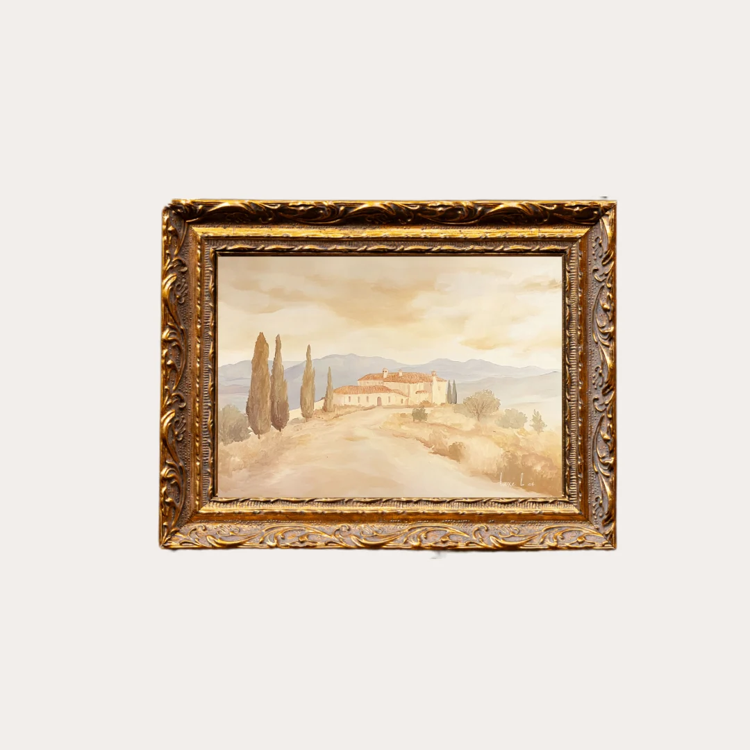 Vintage Spanish Mansion | French Brass Inspired Gold Mould Framed Art