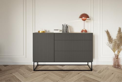 Selsey Cassettiera Armadio 140 cm con 3 cassetti e 1 anta nera gambe nere Veldio : Amazon.it: Casa e cucina