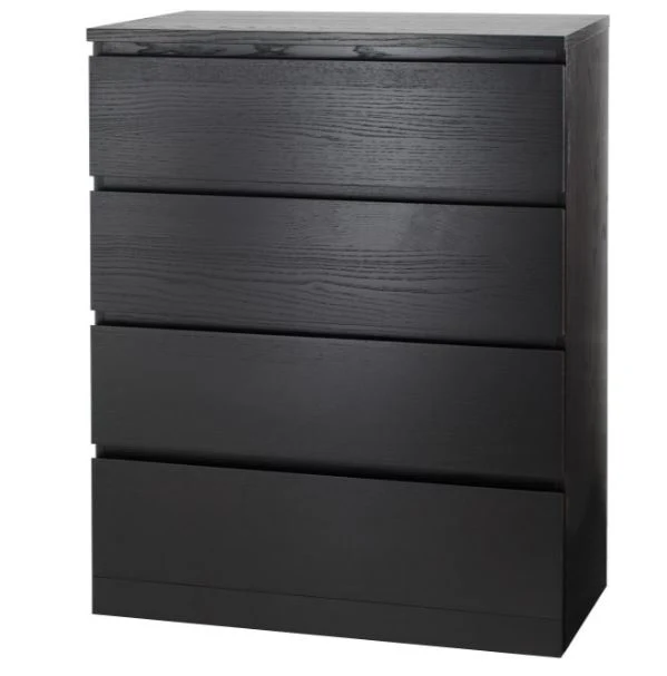 Cassettiera MALM 4 Cassetti, Nero-Marrone, 80x100 cm