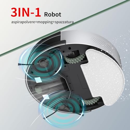 OKP K5B Robot Aspirapolvere e Mocio Ultra Sottile 7.7 cm, 2500Pa, Wi Fi/App/Alexa, Adatto per Salviette Monouso, Ideale per Peli di Animali, Tappeti, Pavimenti Duri, Automatic Recharge : Casa e cucina