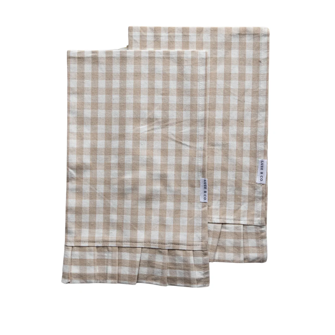 Ruffle Beige Gingham Kitchen Dish Towel