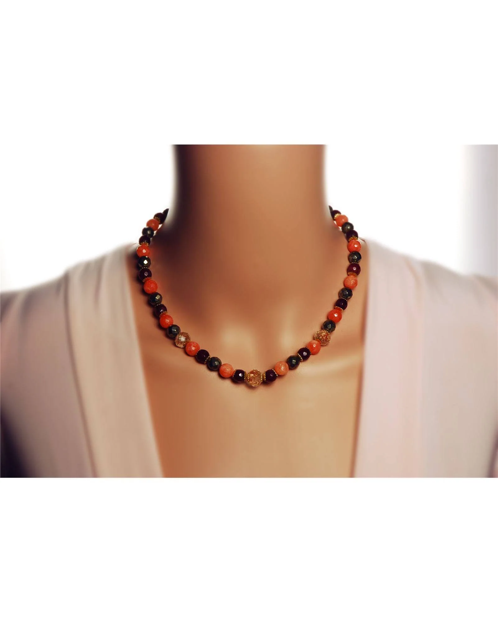 Sahara Agate Coral Necklace